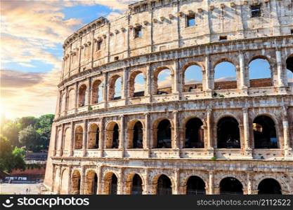 Famous Colosseum in Rome, close view, Italy.