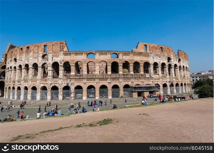 Famous colosseum on bright summer day
