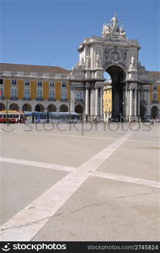 famous Commerce Square also known as Terreiro do Paco in Lisbon, Portugal