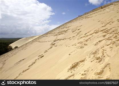 Famous dune of Pyla, the highest sand dune in Europe, in Pyla Sur Mer, France.