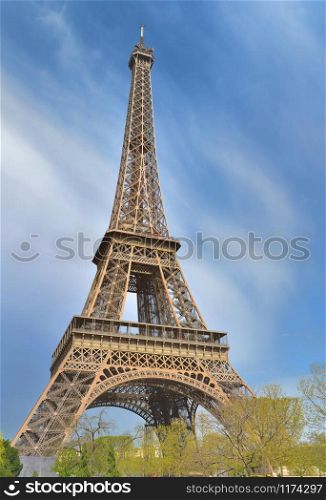 famous eiffel tower on the sky in Paris - France