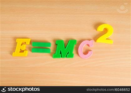 Famous einstein formula made of plastic numbers