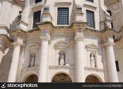 famous entrance of Pantheon or Santa Engracia church with sculptures in Lisbon, Portugal