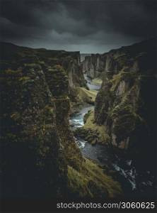 Famous Fjadrargljufur canyon in Iceland. Top tourism destination. South East of Iceland, Europe