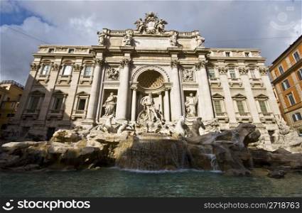 famous Fontana di Trevi in Rome on a sunny day