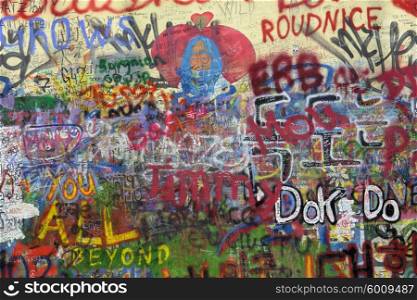 famous graffitti jonh lenon in prague