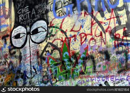 famous graffitti of jonh lenon in prague
