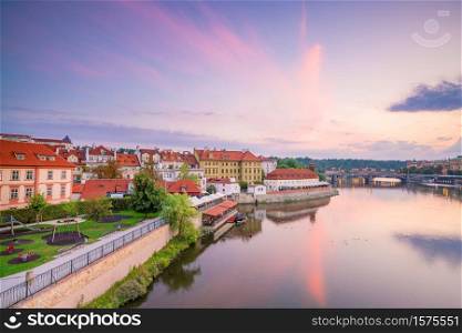 Famous iconic image of Prague city skyline in Czech Republic
