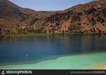famous kournas lake in the greek island of crete