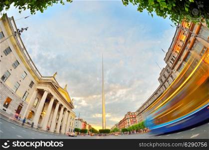 famous landmark in Dublin, Ireland center symbol - spire
