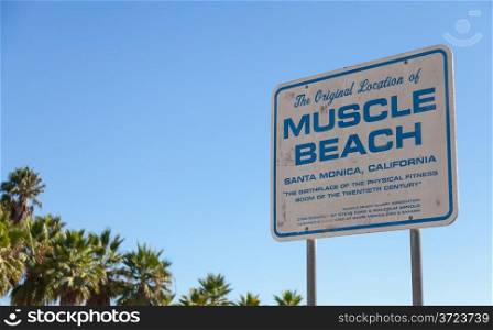Famous landmark on Santa Monica beach, a monument for all fitness fan
