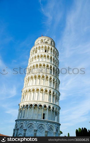 Famous leaning tower of Pisa during summer day