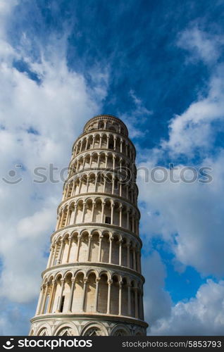 Famous leaning tower of Pisa during summer day