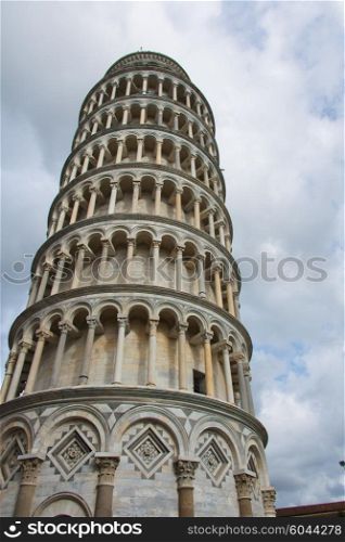 Famous leaning tower of Pisa during summer day