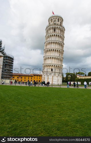 Famous leaning tower of Pisa during summer day