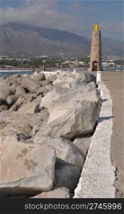 famous lighthouse in Puerto Banus (Marbella), Spain
