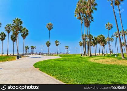 Famous Los Angeles Beach - Venice Beach with people