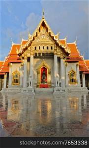 Famous marble temple of Wat benchamabophit in Bangkok, Thailand