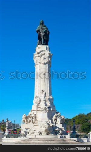 Famous Marques do Pombal statue in Lisbon, Portugal