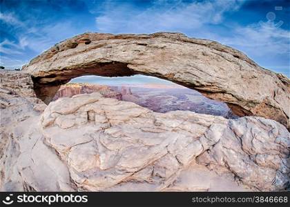 famous Mesa Arch in Canyonlands National Park Utah USA