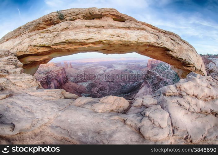 famous Mesa Arch in Canyonlands National Park Utah USA