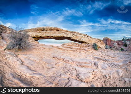 famous Mesa Arch in Canyonlands National Park Utah USA