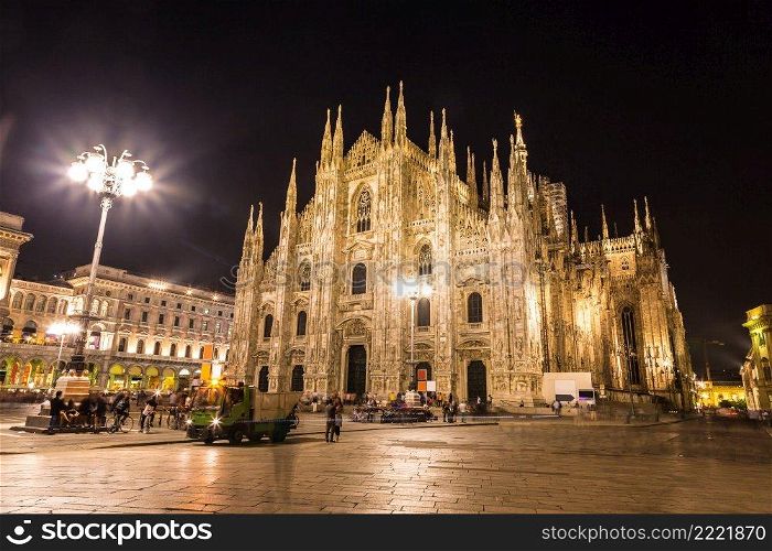 Famous Milan Cathedral, Duomo in a beautiful summer night  in Milan, Italy.