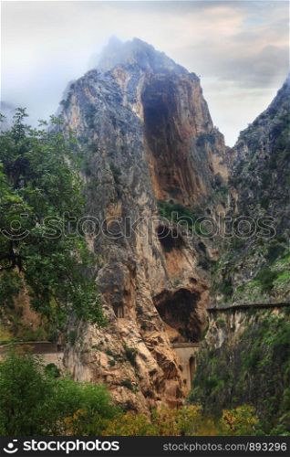 Famous mountain path El Caminito del Rey in El Chorro Spain
