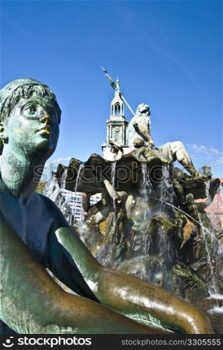 famous Neptun fountain on the Alexanderplatz in Berlin