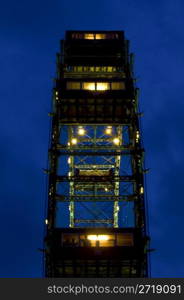 famous old ferris wheel at the Prater at night