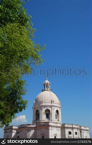 famous Pantheon or Santa Engracia church in Lisbon, Portugal (blue sky background)
