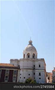 famous Pantheon or Santa Engracia church in Lisbon, Portugal (blue sky background)