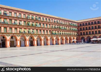 Famous Plaza de la Corredera from the year 1683 in Cordoba, Spain