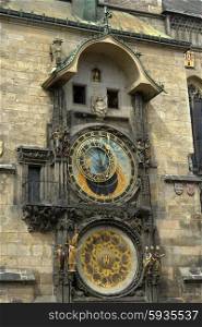 famous prague ancient clock in the old town