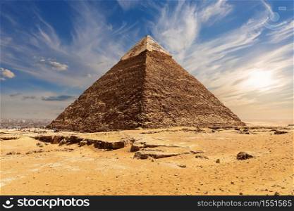 Famous Pyramid of Khafre Chephren in the Giza Necropolis, Egypt.. Famous Pyramid of Khafre Chephren in the Giza Necropolis, Egypt