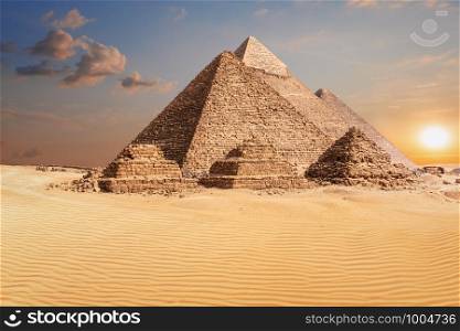 Famous Pyramids of Giza, beautiful sunset photo.. Famous Pyramids of Giza, beautiful sunset photo
