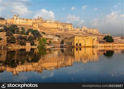 Famous Rajasthan indian landmark - Amer  Amber  fort, Jaipur, Rajasthan, India. Amer Amber fort, Rajasthan, India