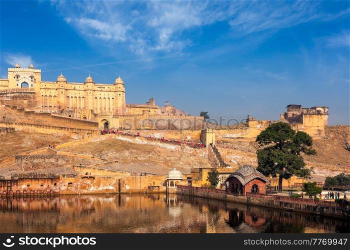 Famous Rajasthan landmark - Amer  Amber  fort, Rajasthan, India. Amer Amber fort, Rajasthan, India