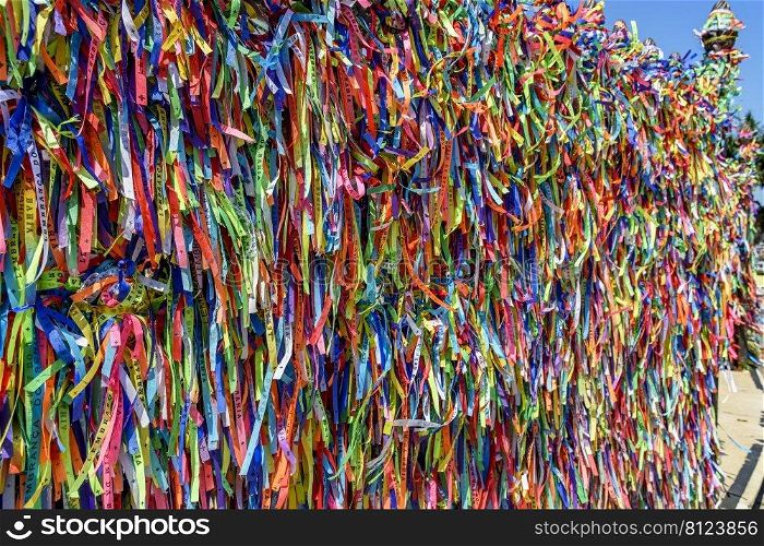 Famous ribbons of our lord do Bonfim which is believed to bring luck and are traditional in the city of Salvador in Bahia.. Famous ribbons of our lord do Bonfim which is believed to bring luck