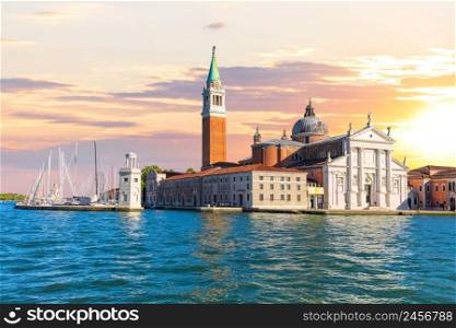 Famous San Giorgio Maggiore Island in the lagoon of Venice at sunset, Italy.. Famous San Giorgio Maggiore Island in the lagoon of Venice at sunset, Italy