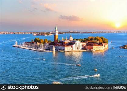 Famous San Giorgio Maggiore island of Venice, beautiful sunset view, Italy.. Famous San Giorgio Maggiore island of Venice, beautiful sunset view, Italy