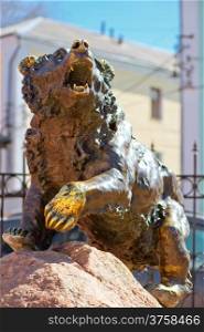 famous sculpture bear in Yaroslavl, symbol of the city
