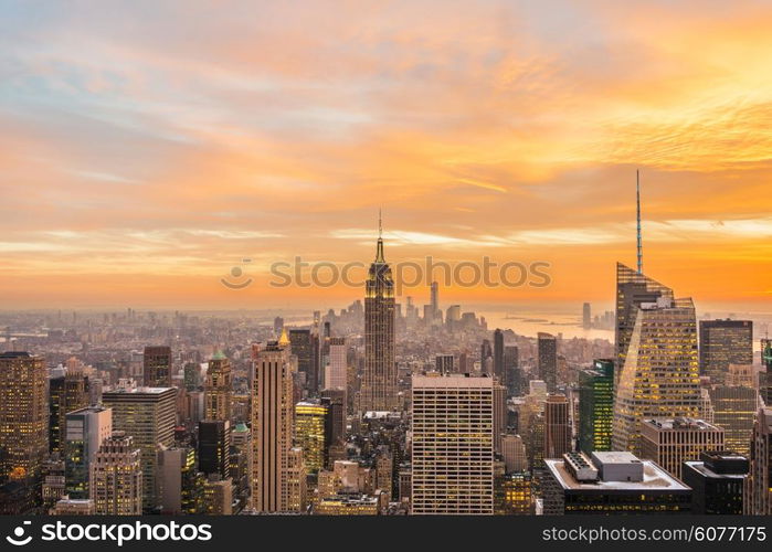 Famous skyscrapers of New York at night