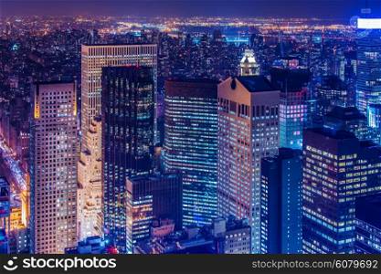 Famous skyscrapers of New York at night