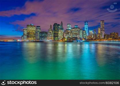 Famous skyscrapers of New York at night