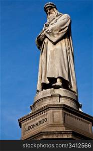Famous statue of Leonardo Da Vinci in Milano (Milano), Piazza della Scala