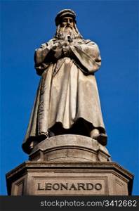 Famous statue of Leonardo Da Vinci in Milano (Milano), Piazza della Scala