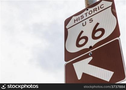 Famous streetsight of Route 66 with copyspace