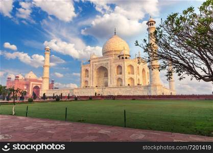 Famous Taj Mahal in India, beautiful view.