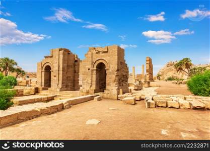 Famous Temple ruins of Philae, Agilkia Island, Aswan, Egypt. Temple ruins of Philae, Agilkia Island, Aswan, Egypt